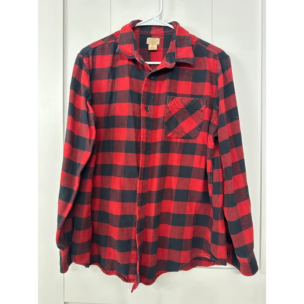 TELLURIDE ORIGINAL BRAND Buffalo red black plaid men’s button up sz Large